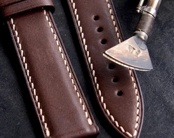 Correa de piel de becerro francesa Novonappa marrón oscuro hecha a mano para hombre - Accesorio de repuesto de estilo vintage, diseño de ajuste cómodo y de lujo máximo
