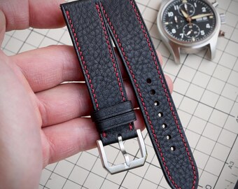 Correa de reloj de cuero Minerva Box hecha a mano y de tamaño personalizado.