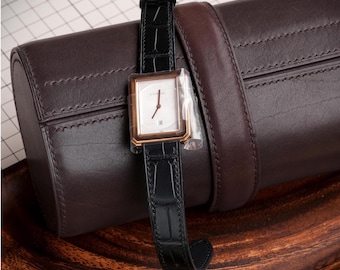 Handmade Black Alligator Leather Watch Strap Custom All Sizes