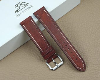 Saddle Brown Leather Watch Strap Handmade Custom Sized Watch Band