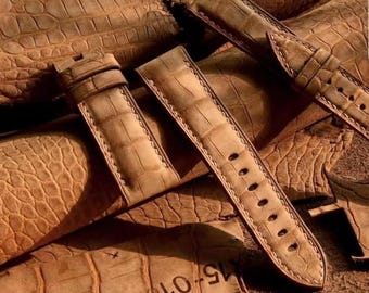 Handmade Nubuck Alligator Watch Strap Custom All Sizes