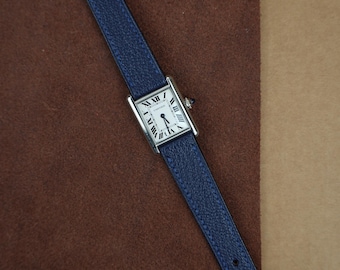 Handmade Deep Navy Chevre Goatskin Leather Watch Strap Custom Watch Band