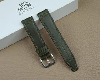 Olive Green Horween Crazy Horse Leather Watch Strap Custom All Sizes