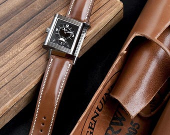 Cognac Horween Shell Cordovan Watch Strap Handmade Leather Band