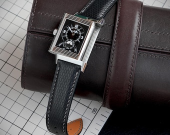 Watch Strap for Jaeger-LeCoultre Reverso, Black Novonappa Leather Strap JLC Jaeger Lecoultre