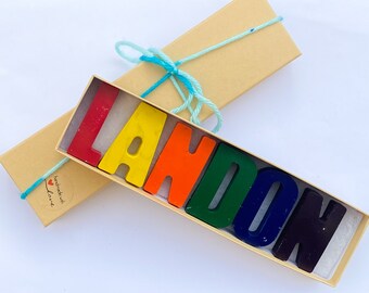 Rainbow Name Crayons  - Kids - Color - Party Favors - Present - Gift