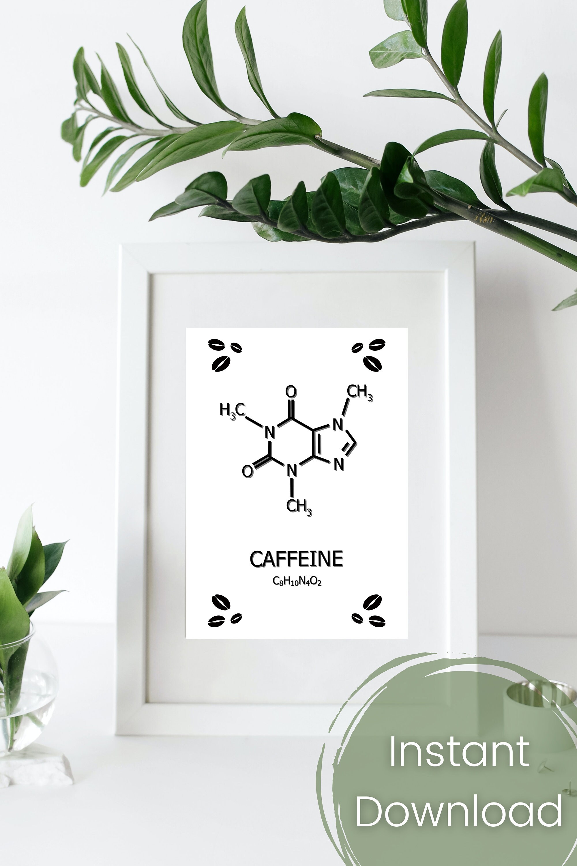 Caffeine Molecule Printable, Coffee Lovers, Funny Chemistry Poster ...