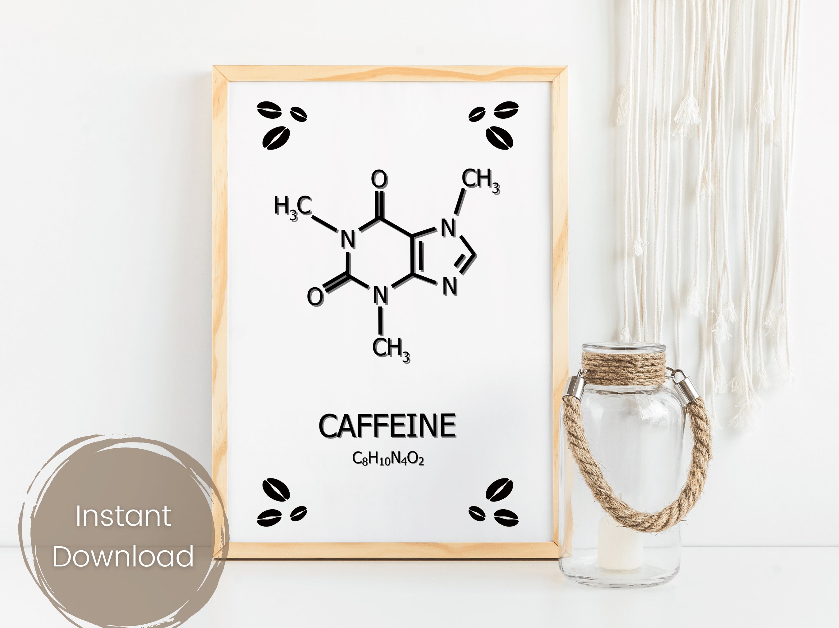 Caffeine Molecule Printable, Coffee Lovers, Funny Chemistry Poster ...