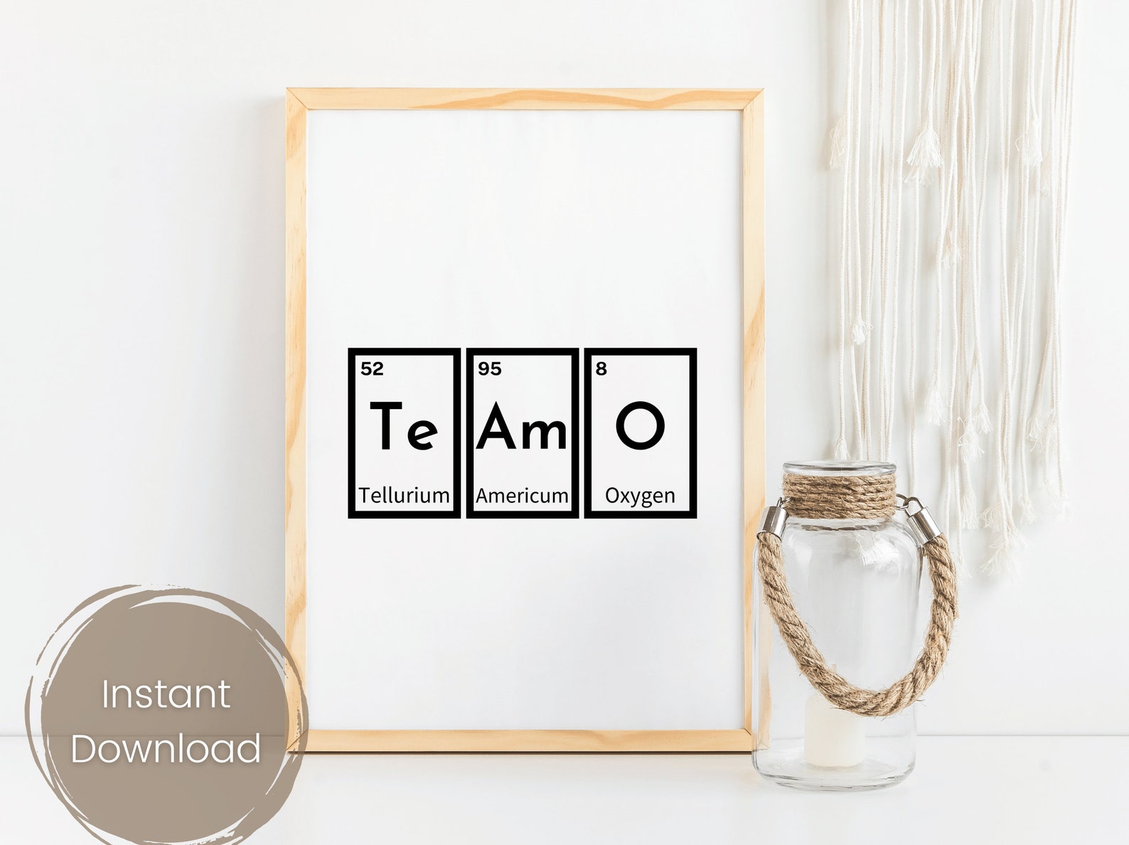 Te Amo, Te amo, Química imprimible, Póster de ciencia, Regalo para