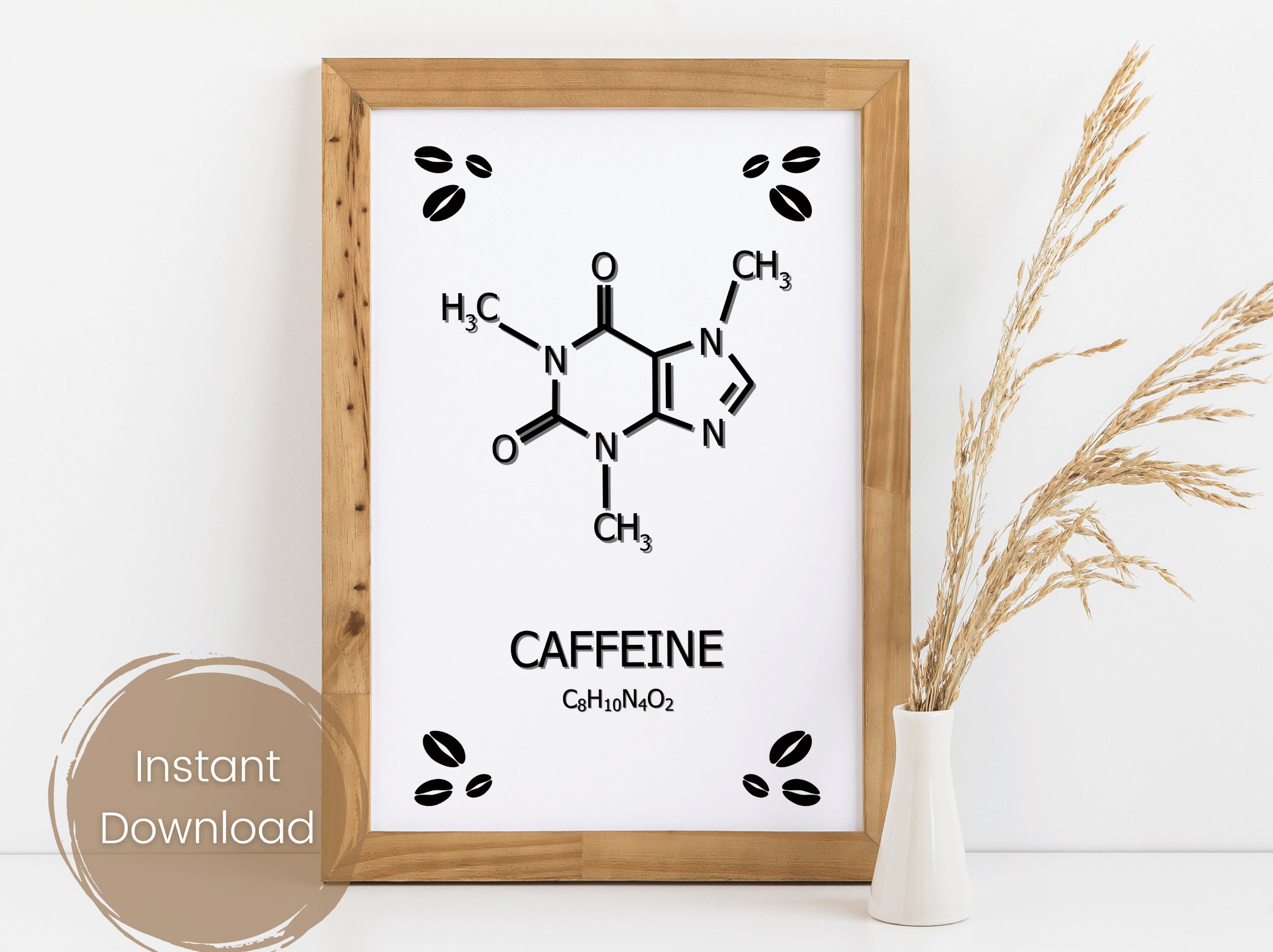 Caffeine Molecule Printable, Coffee Lovers, Funny Chemistry Poster ...
