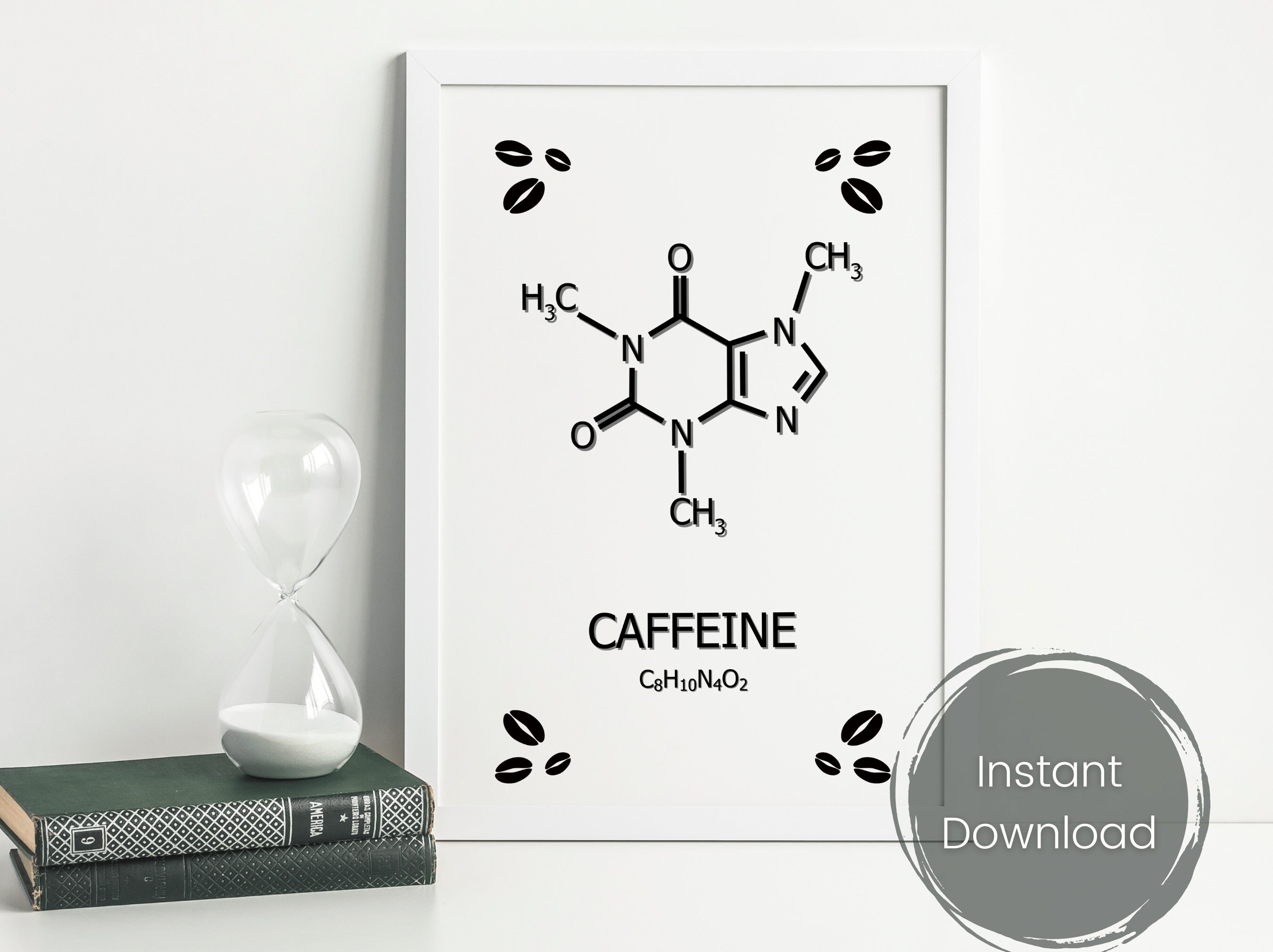 Caffeine Molecule Printable, Coffee Lovers, Funny Chemistry Poster ...