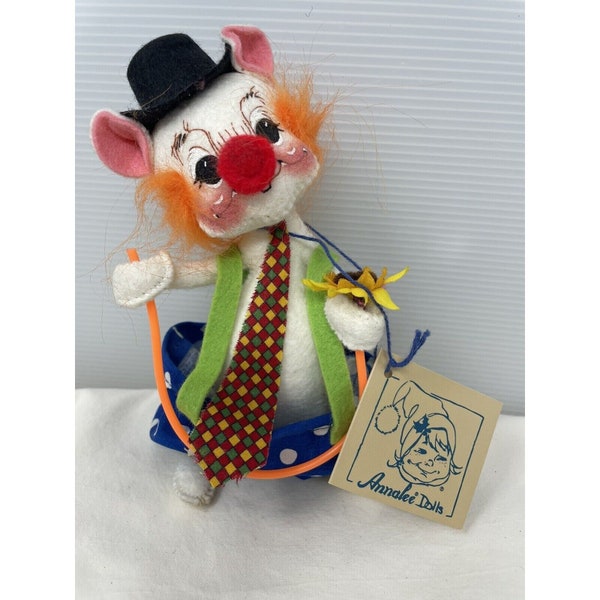 Vtg Annalee Mobilitee Doll 1998 Circus Clown Mouse Fun 7" #202498 NWT Made USA