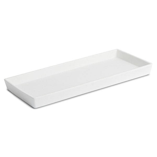 JO LAVIE - Whtie Bathroom Tray, 12 x 5'' Resin Bath Vanity Tray for Bathroom Counter Top, Sink or Toilet Tank Tray for Napkin Soap Dispenser