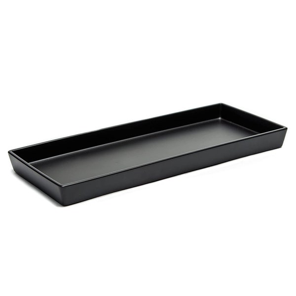 JO LAVIE - Matte Black Bathroom Tray 12 x 5'' Resin Bath Vanity Tray for Bathroom Counter Top, Toilet Tank Tray for Napkin Soap Dispenser