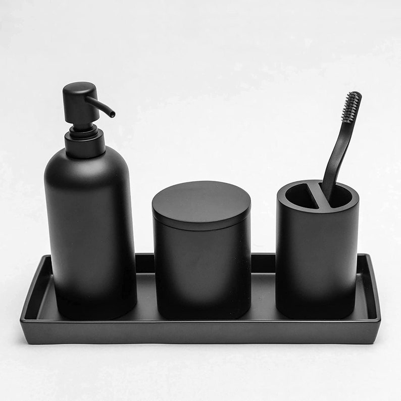 JO LAVIE Matte Black Bathroom Tray 12 X 5'' Resin Bath Vanity Tray for Bathroom Counter Top ...