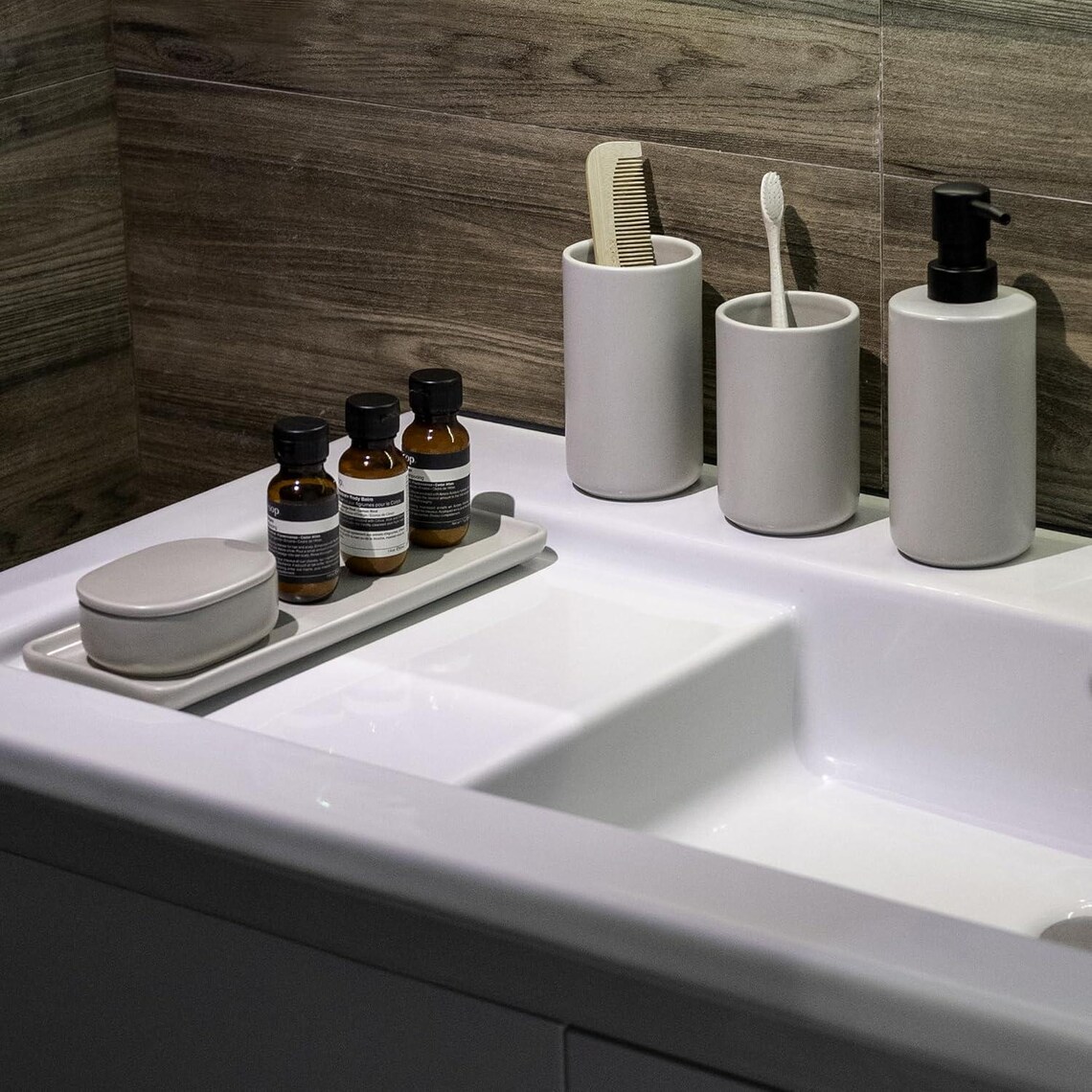 Jo Lavie Ceramic Bathroom Accessories Set 4 Pcs Beige Bathroom Set ...