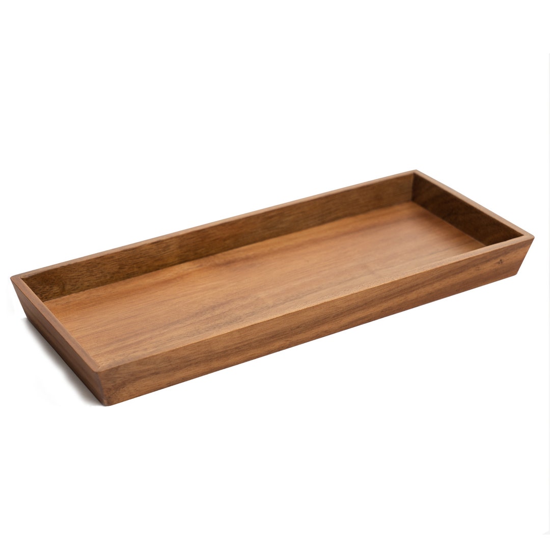 JO LAVIE Acacia Wood Bathroom Tray 12 X 5'' Wooden Bath Vanity Tray for