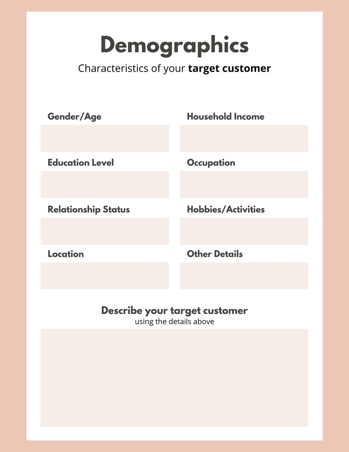 Customer Profile Template Find Your Target Customer Profile Etsy