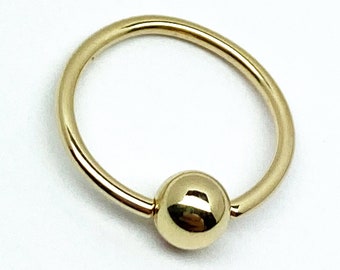 14 Gauge 1/2 Inch 4mm Bead 14K Solid Gold Captive Bead Ring Hoop CBR Body Jewelry C102 14 Gauge 1/2 Inch 4mm Bead 14K Solid Gold Captive Bead Ring Hoop CBR Body Jewelry C102