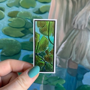 Under the Lilypads - High Quality Matte Die Cut Sticker | Pencil Crayon Illustration - Perfect for any surface, Laptop, watercolour decals.