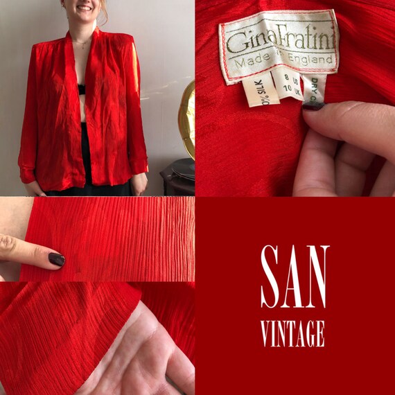 Vintage Gina Fratini Red Silk Plisse Blouse - image 4