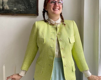 Vintage Woven Check Lime Green Blazer