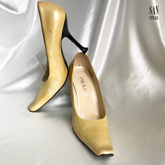 90s Vintage Prada Soft Yellow Heels 