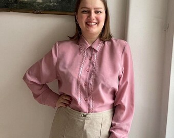 Vintage Embroidered Dusty Pink Shirt