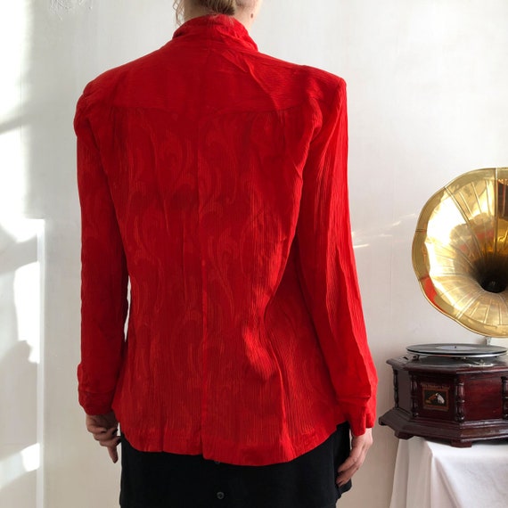 Vintage Gina Fratini Red Silk Plisse Blouse - image 3