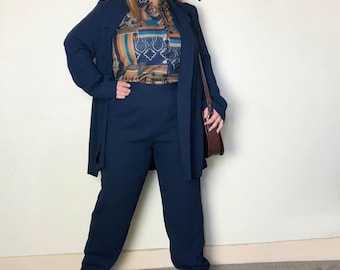 Vintage Plus Size Navy Blue Suit