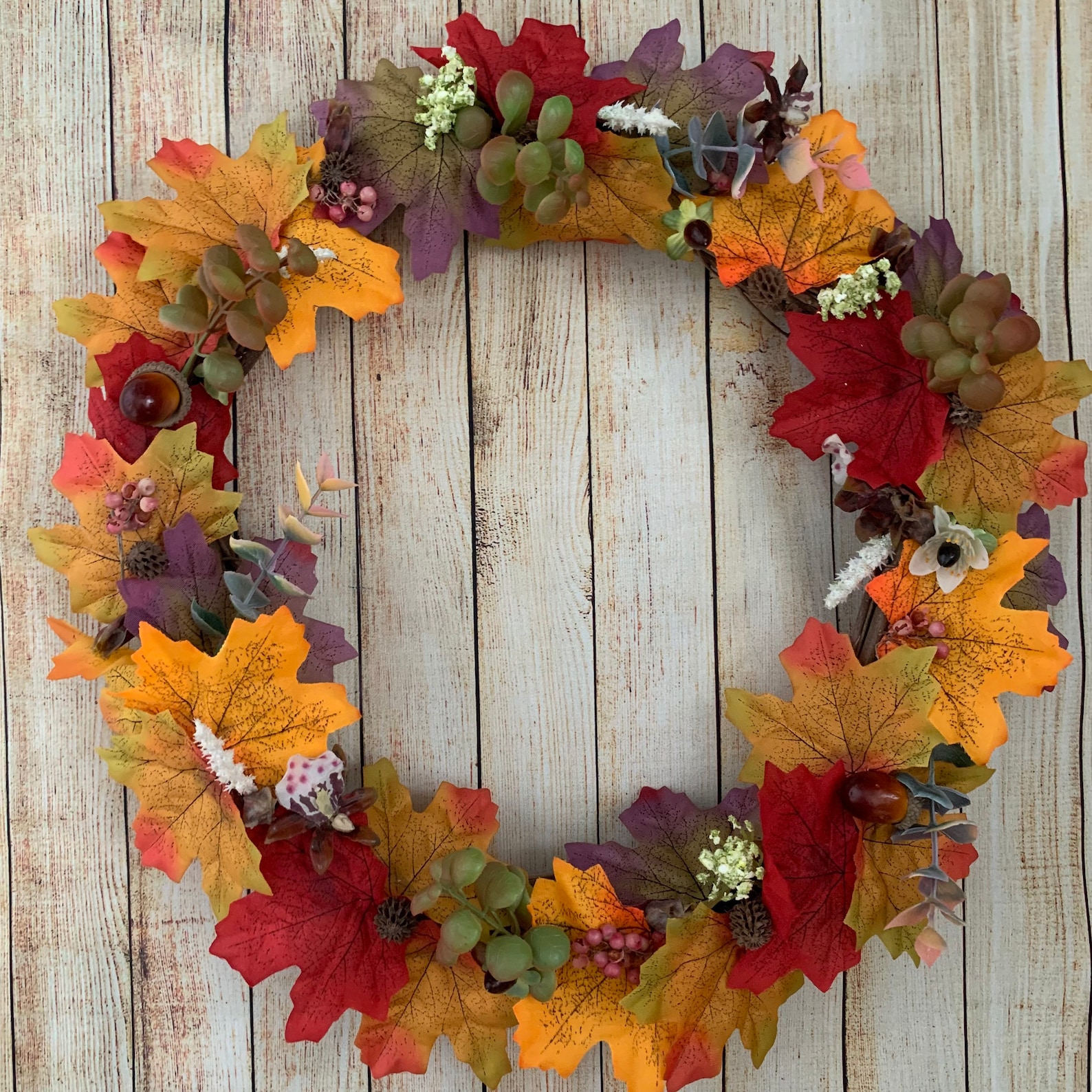 Front door wreath autumn foliage wreath autumnal wreath Etsy