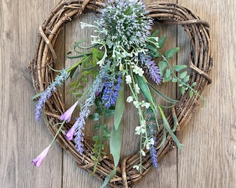 Heart wreath | handmade wreath | lavender wreath | all year round  wreath | rustic wreath