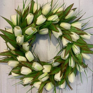 Front door wreath | Custom made faux tulip front door wreath