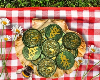 Abundance Bind Rune Talisman and Ritual Kit (New and Improved) Freyja and Freyr - Green, Gold, Abundance, Cat, Luck, Wealth, Prosperity