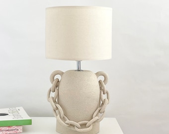 Modern table lamp, japandi lamp, contemporary desk lamp, unique white lamp, minimal led lamp, industrial table lamp, boho lamp shade,