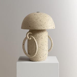 Speckled Ceramic Mushroom Lamp, Minimalist design lamp with dots, Modern Living Room Lighting, Contemporary Ceramic Table Lamp, Cozy Decor.