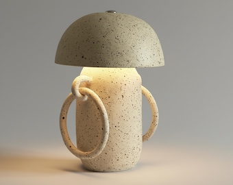 Lampada a fungo in ceramica maculata, lampada da tavolo moderna in gres,