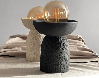 Lampada rustica in gres e ceramica: lampada da tavolo minimalista scandinava