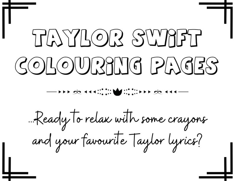Taylor Swift Crafts 30 Printable Colouring Pages Taylor Swift Lyrics ...