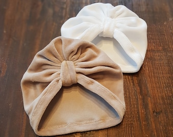 turban bébé bonnet naissance velours lisse