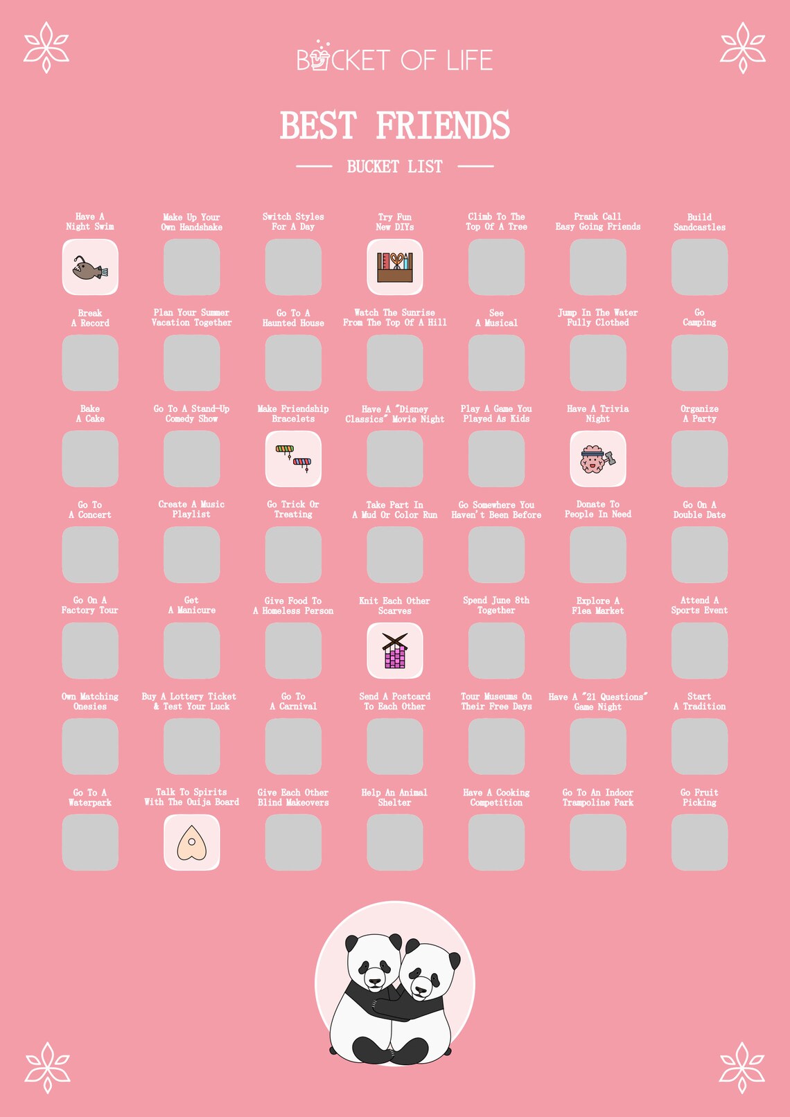 49 Best Friends Activities Scratchoff Bucket List Poster, Christmas