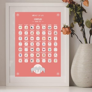 49 atividades para casais - pôster de lista de raspadinhas, presente de aniversário, presente de aniversário, presente de aniversário, A2 420x594 mm/16,53x23,39 pol.