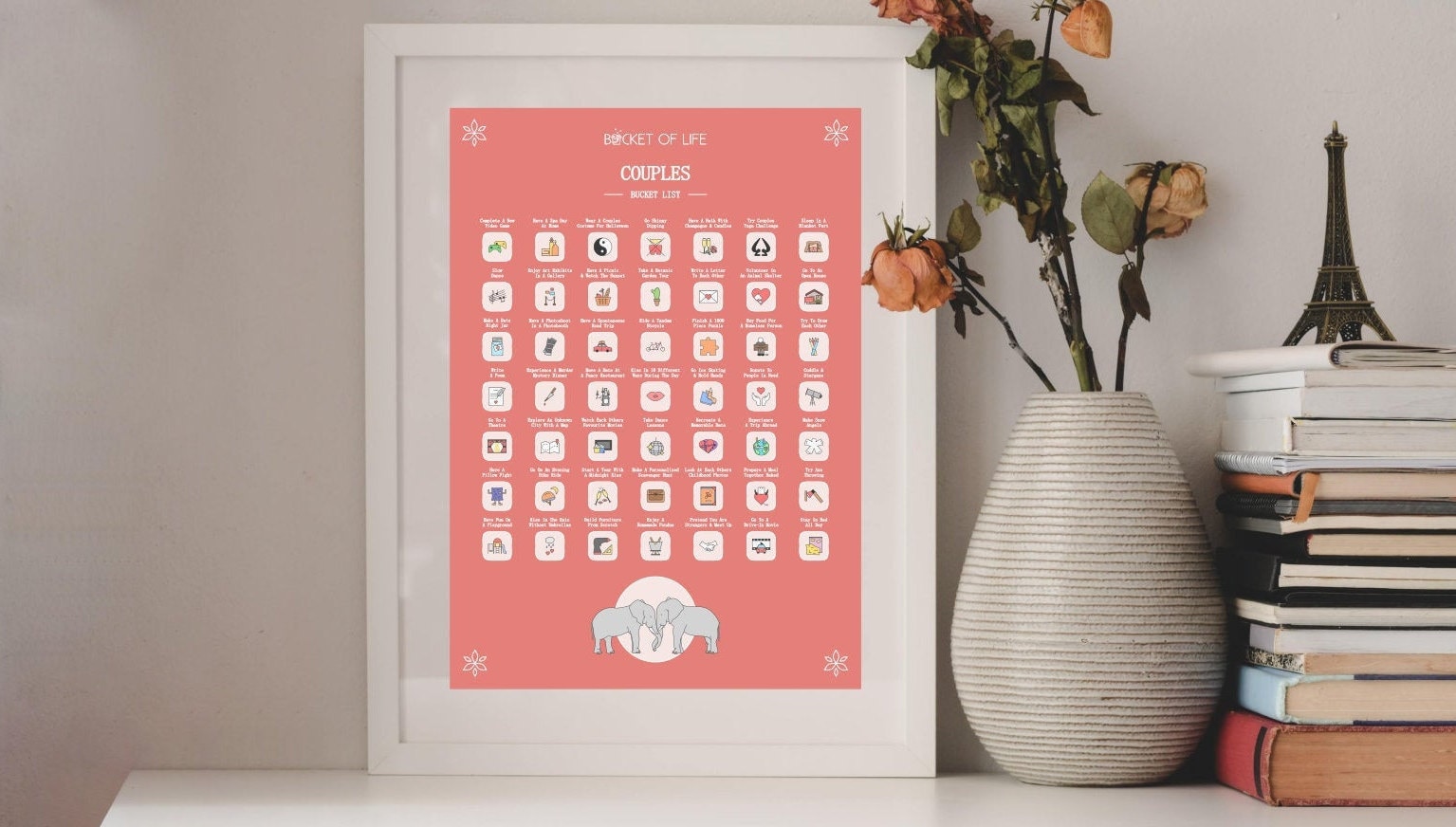 49 Couples Activities Scratchoff Bucket List Poster, Anniversary Gift