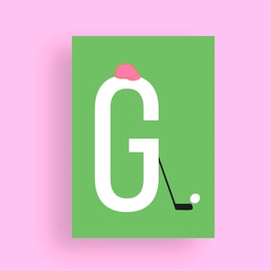 Colorful postcard | Greeting card *G like Golf* Illustration for name day or just like that #writeagain