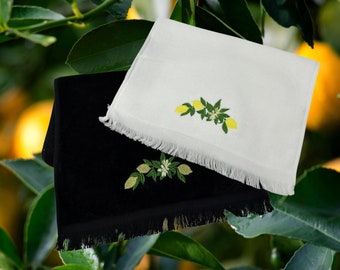 100% Cotton Lemon image Embroidery Fingertip Towel