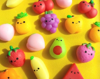 Fruit mochi squishy fidget toy stress reliever summer anxiety reliever school kids adult sensory toy avocado strawberry cherry party favor