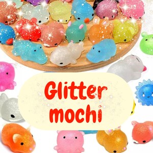 Cute Mochi Squishies Kids Toys Animal Cute Kawaii GLITTER X5 