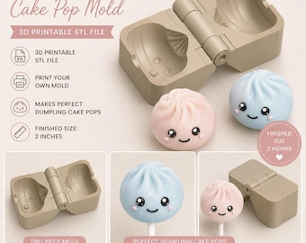 2 Inch Dumpling Cake Pop Mold STL | 3D Printable Cake Pop Mold | Digital Download | Kawaii Dessert Mold | Baking STL File