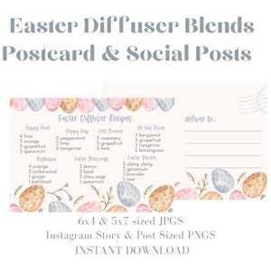 EASTER DIFFUSER Blends Recipe Postcard | Easter Essential Oil Diffuser Blend Printable Postcard | Young Living Oils | Instant Download