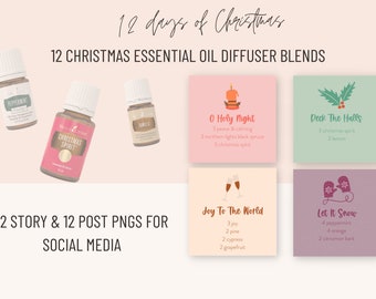 12 DAYS OF CHRISTMAS Instagram Story & Post PNGs | Young Living | Essential Oil Diffuser Blend PNGs For Social Media | Instant Download